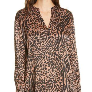 NWT  Calvin Klein Animal Print Popover Top XS